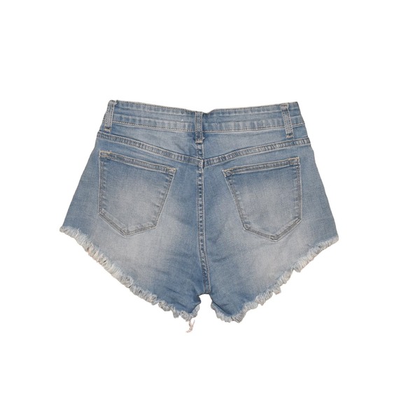 KANCAN $60 High Rise Stretch Denim Cut-Off Shorts Frayed Hems Size 27 - Picture 2 of 4